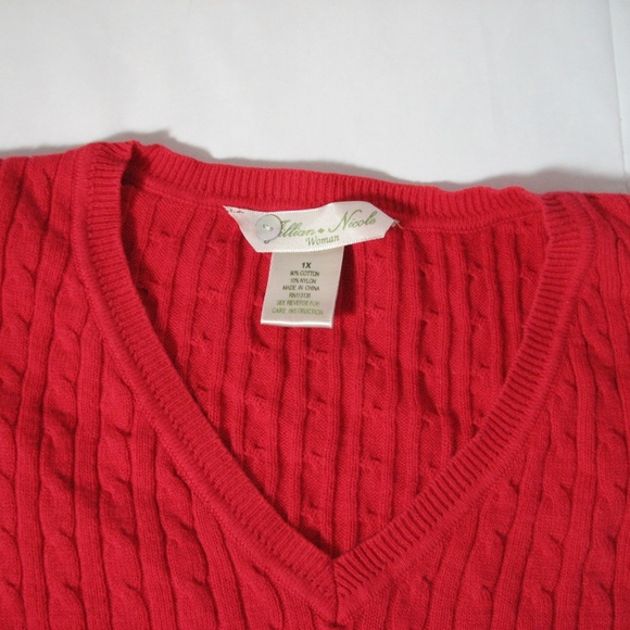 Jillian Nicole Woman Red Cable Sweater 1X Women Plus Size - Picture 3 of 4
